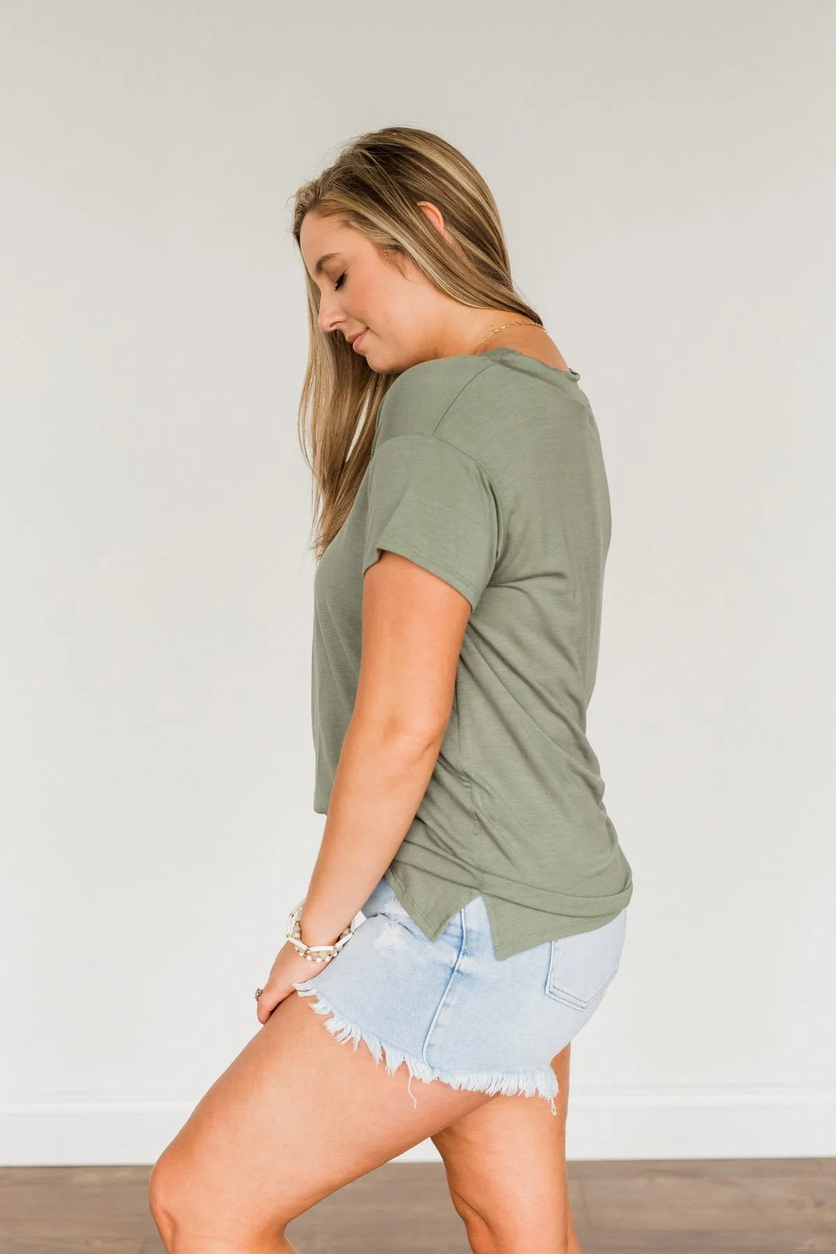 Make Today Matter V-Neck Top- Olive