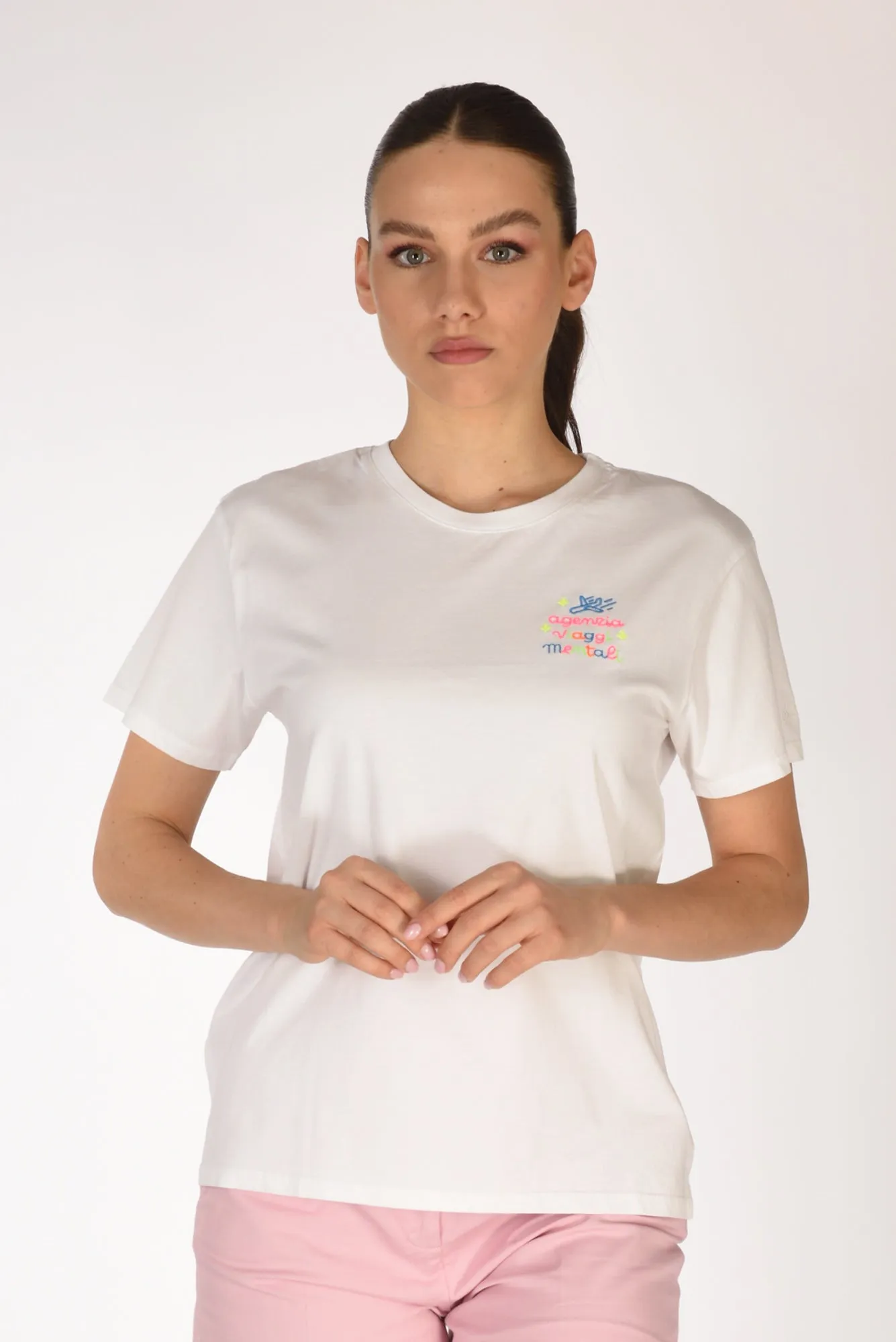 Mc2 Saint Barth Tshirt Scritta Bianco Donna