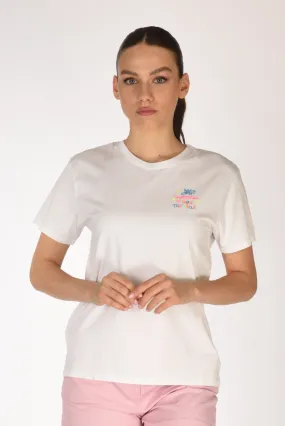 Mc2 Saint Barth Tshirt Scritta Bianco Donna