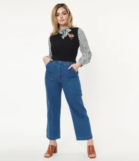 Medium Blue Denim High Waist Jeans