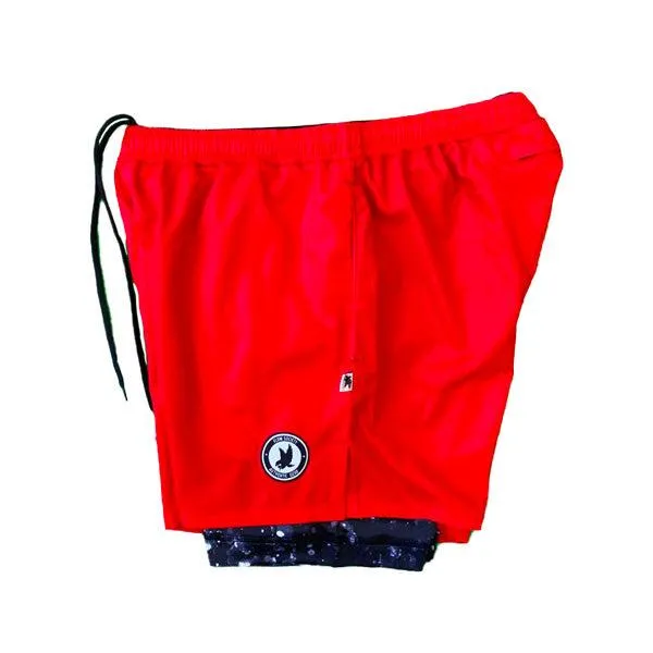 Mens 2-1 Compression Solid Red Rainmaker 7 Shorts