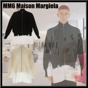 MM6 Maison Margiela  |Unisex Wool Bi-color Long Sleeves Plain Cotton Oversized