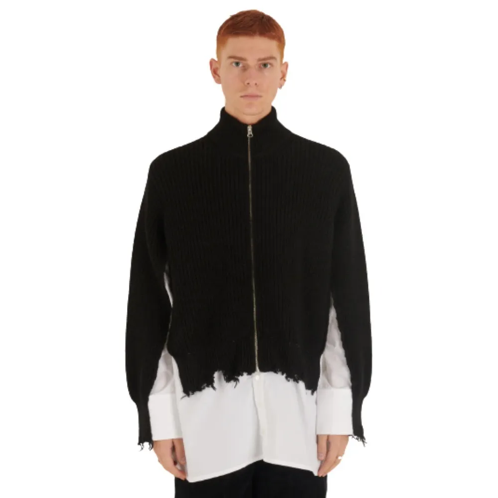 MM6 Maison Margiela  |Unisex Wool Bi-color Long Sleeves Plain Cotton Oversized