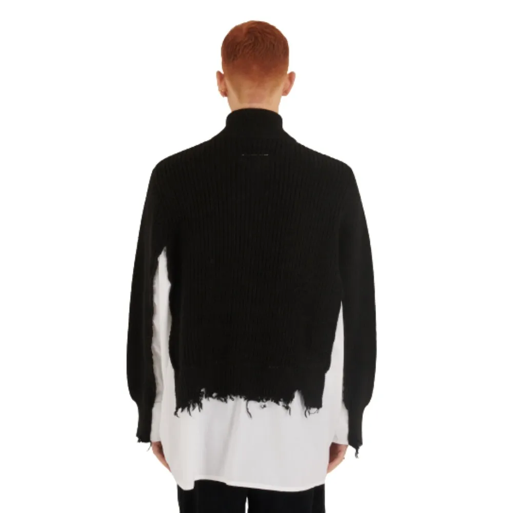 MM6 Maison Margiela  |Unisex Wool Bi-color Long Sleeves Plain Cotton Oversized