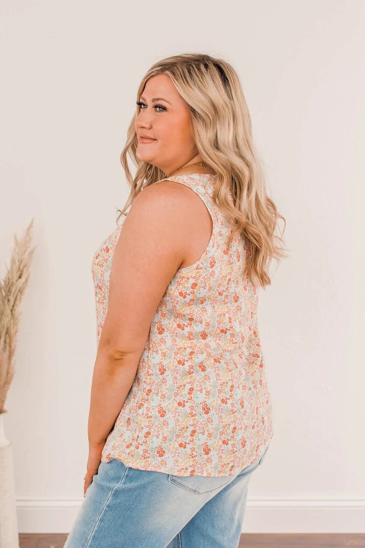 Morning Meadows Floral Tank- Coral & Yellow