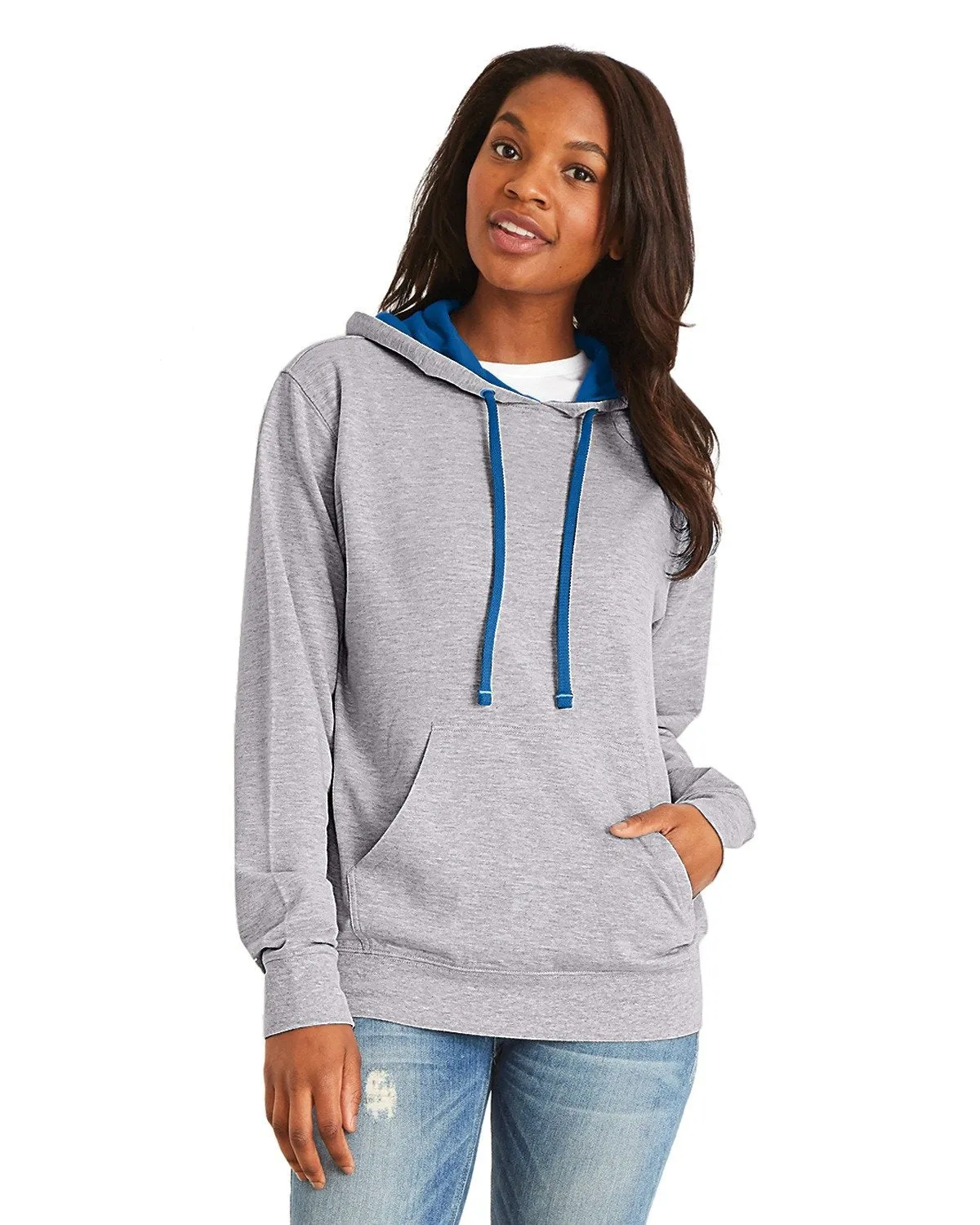 Next Level French Terry Pullover Hoody 9301 Heather Grey/ Royal