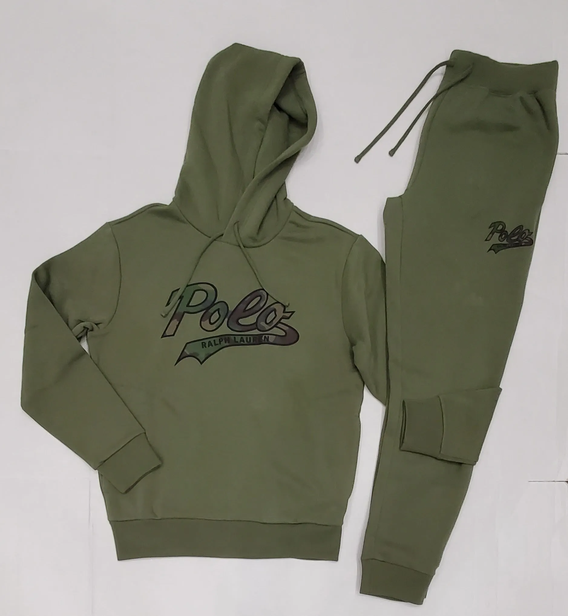 Nwt Polo Ralph Lauren Olive Script Camo Hoodie With Matching Joggers