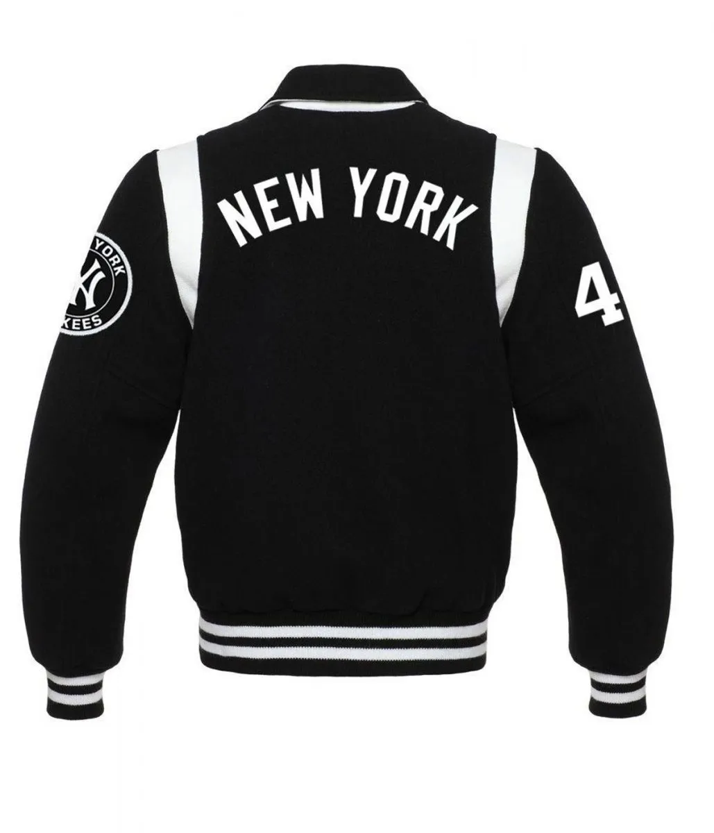 NY Yankees Sailor Collar Black Varsity Jacket