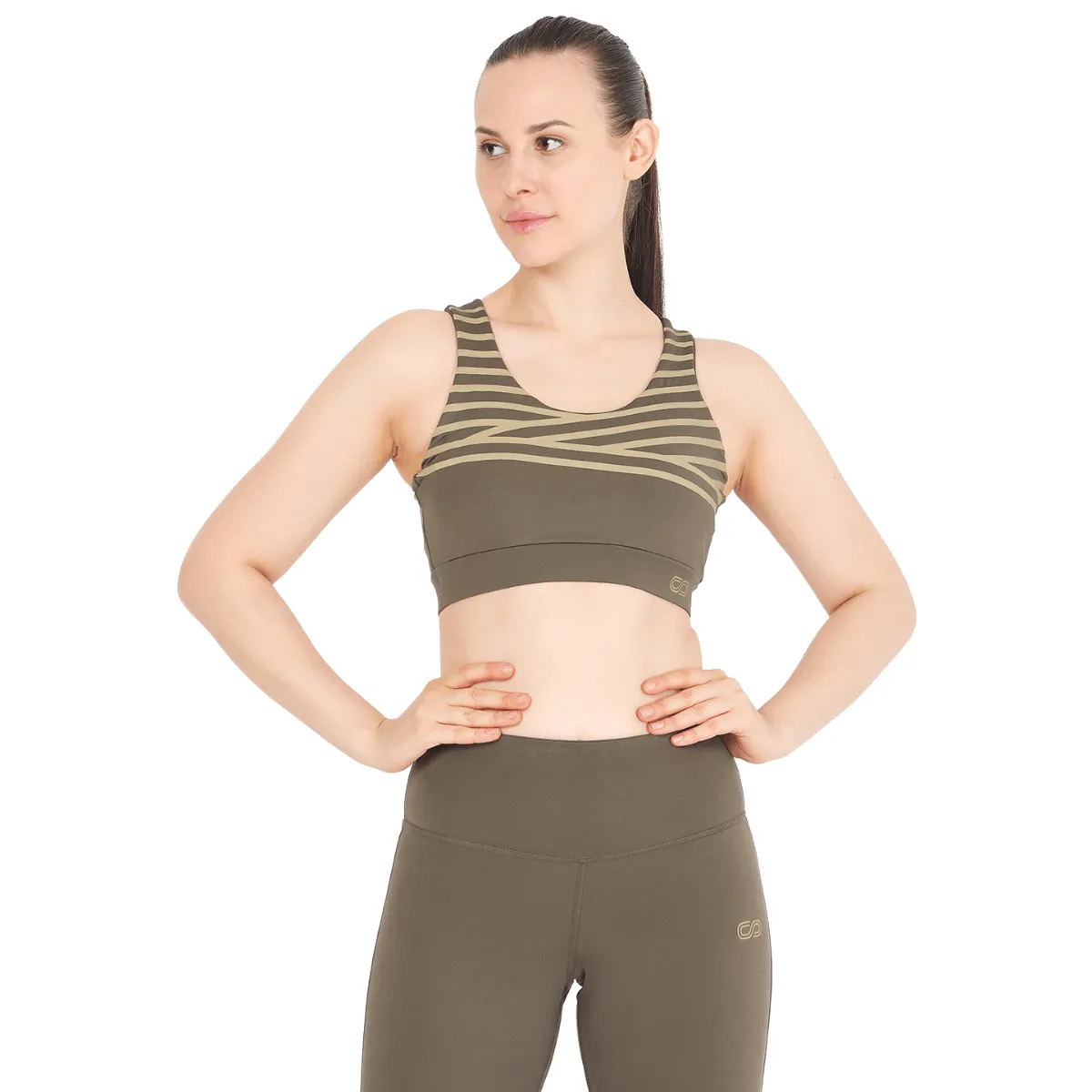 Olive Athena Reflective Crop Top & Leggings