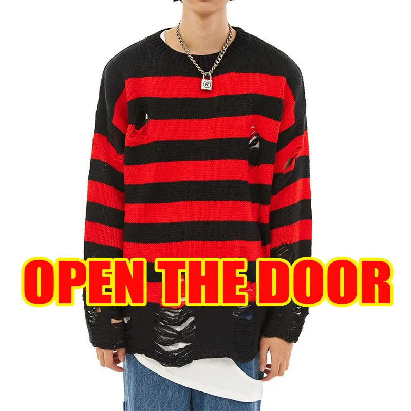 OPEN THE DOOR  |☆OPEN THE DOOR☆ destroyed stripe knit