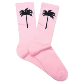 Palm Socks - Baby Pink/Black