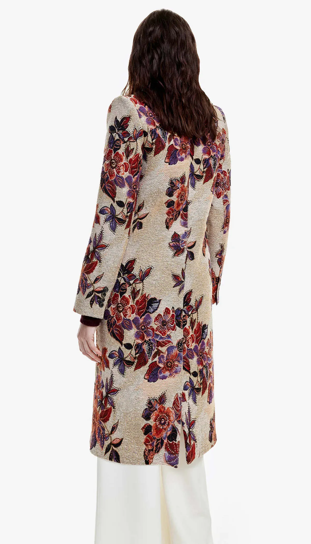 Peaked Lapel Coat - Autumn Floral