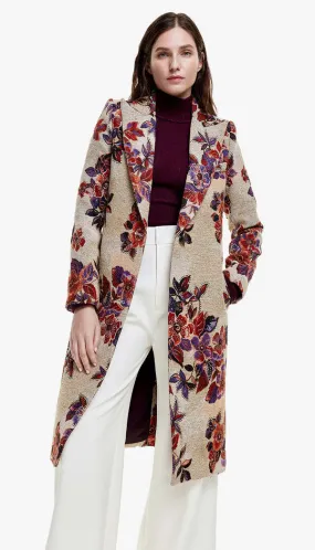 Peaked Lapel Coat - Autumn Floral