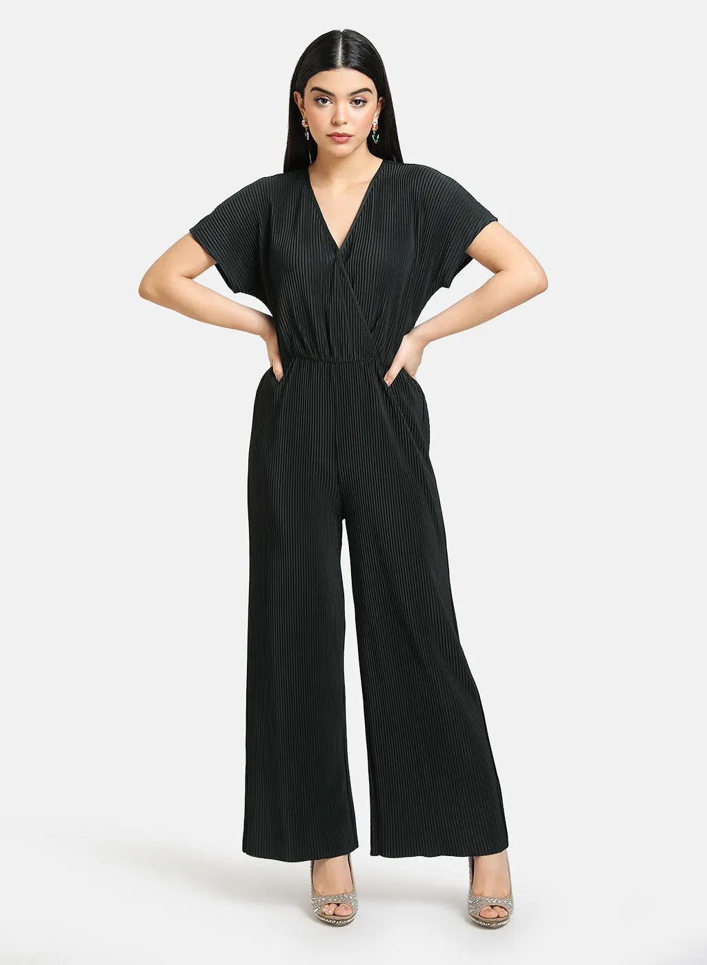 Pleated Jumpsuit With Drop Shoulder