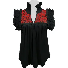 PRE-ORDER: Texas Tech/Georgia Black + Red Hummingbird Blouse (early August ship date)