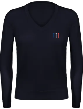 Pull en laine mérinos brodé TEES BLEU BLANC ROUGE femme