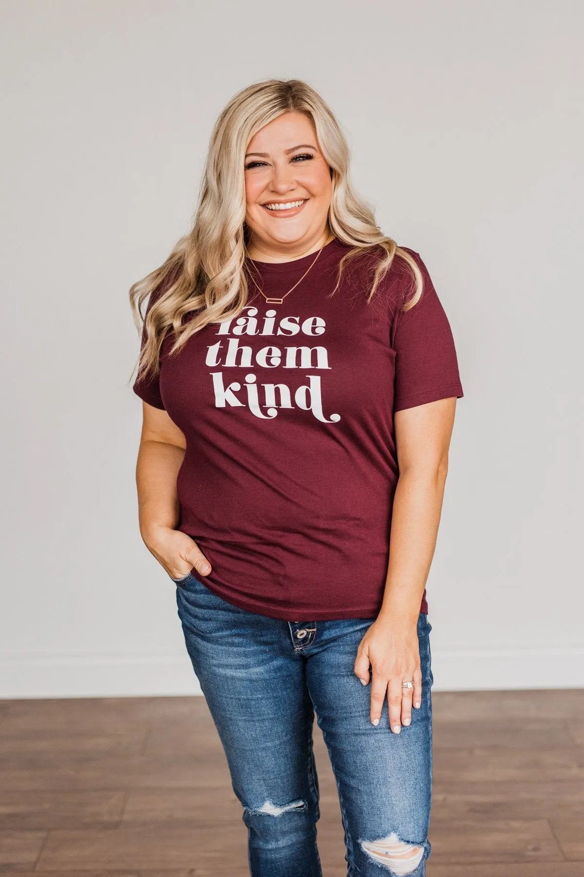 Raise Them Kind Graphic Tee- Maroon