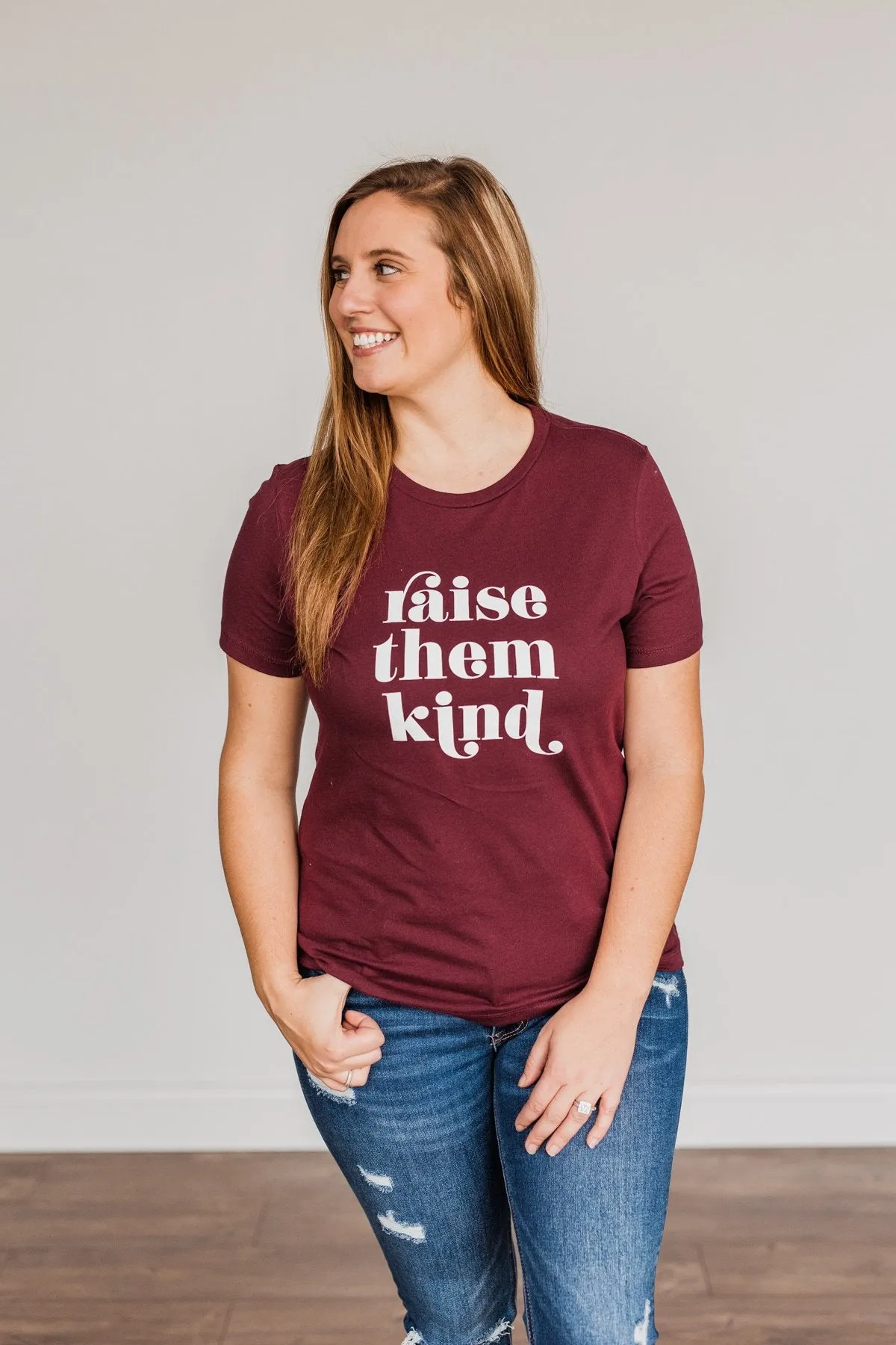 Raise Them Kind Graphic Tee- Maroon