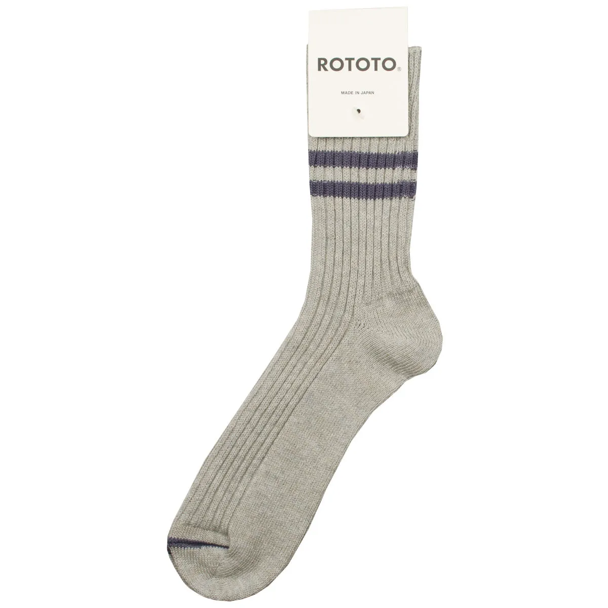 RoToTo - Hemp Organic Cotton Stripe Socks - Gray / Purple Haze