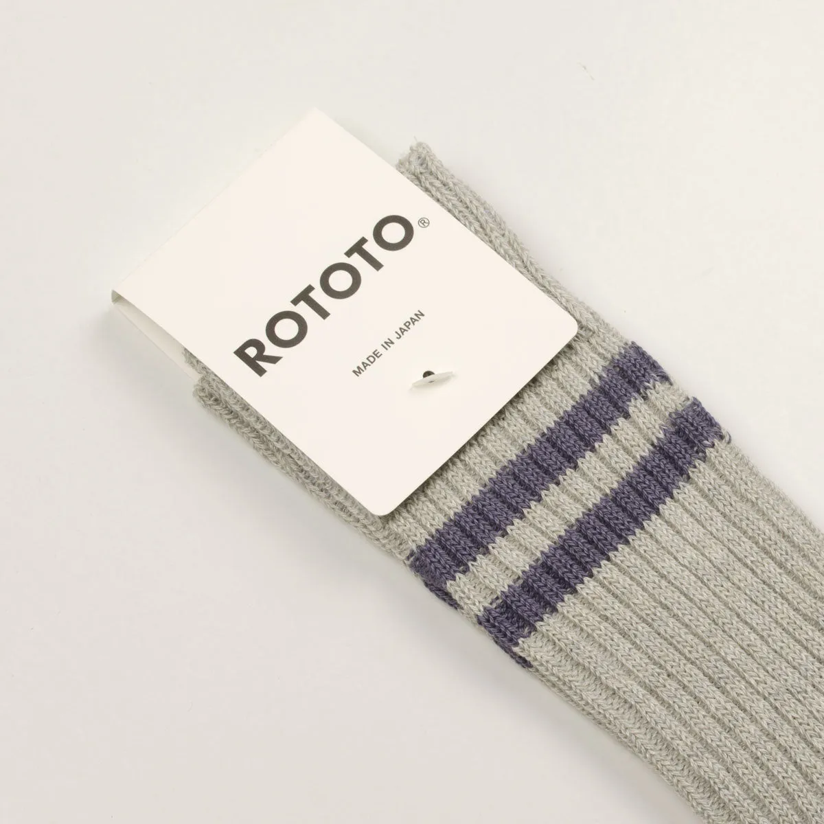 RoToTo - Hemp Organic Cotton Stripe Socks - Gray / Purple Haze