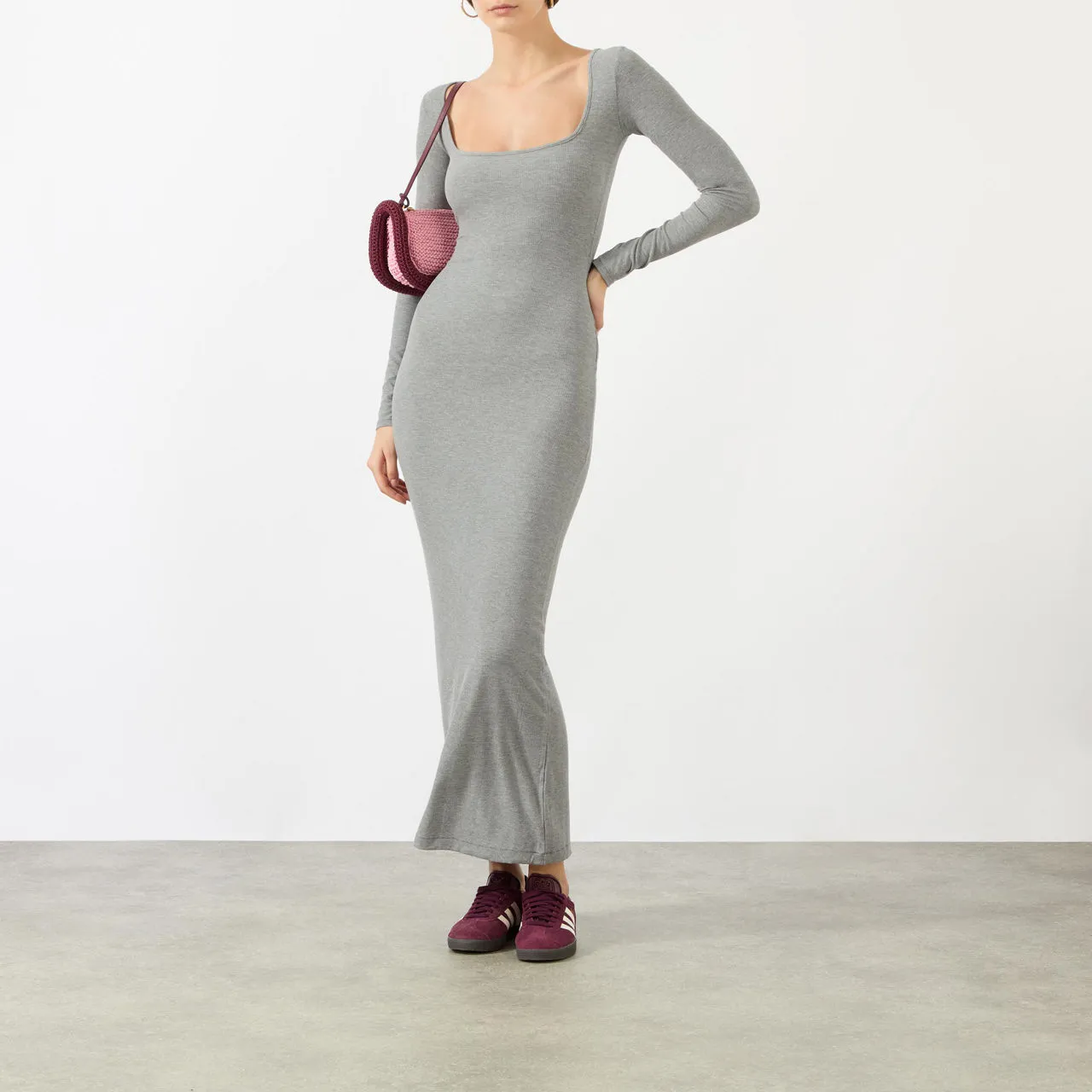 SKIMS SOFT LOUNGE Long Sleeve Dress Heather Grey - Grey