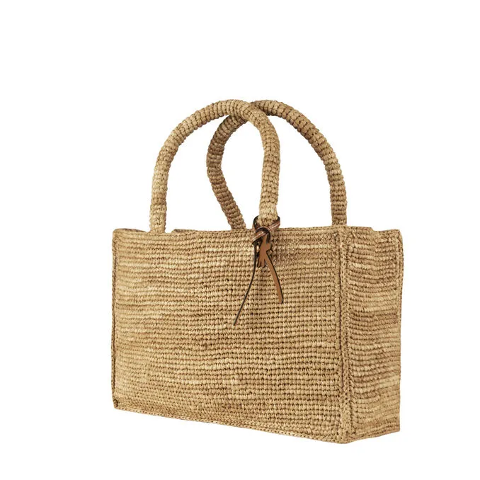 SMALL SUNSET BAG IN RAFFIA Woman Tan