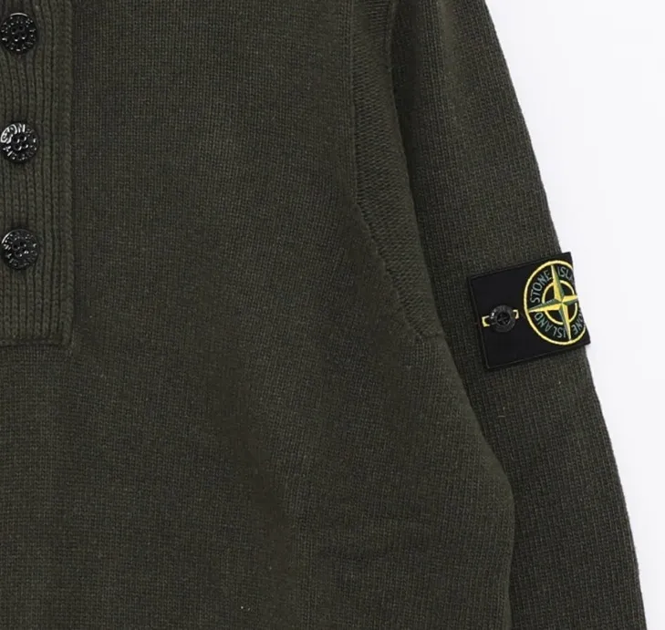 STONE ISLAND  |Wool Street Style Long Sleeves Plain Logo Sweaters