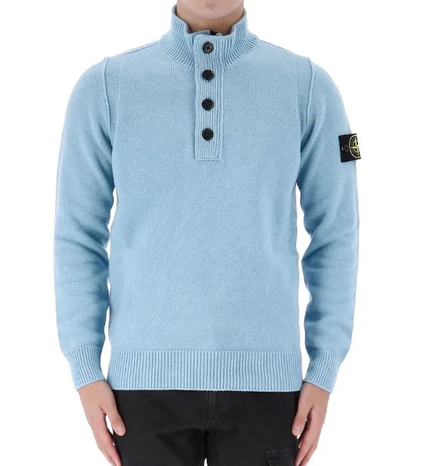 STONE ISLAND  |Wool Street Style Long Sleeves Plain Logo Sweaters