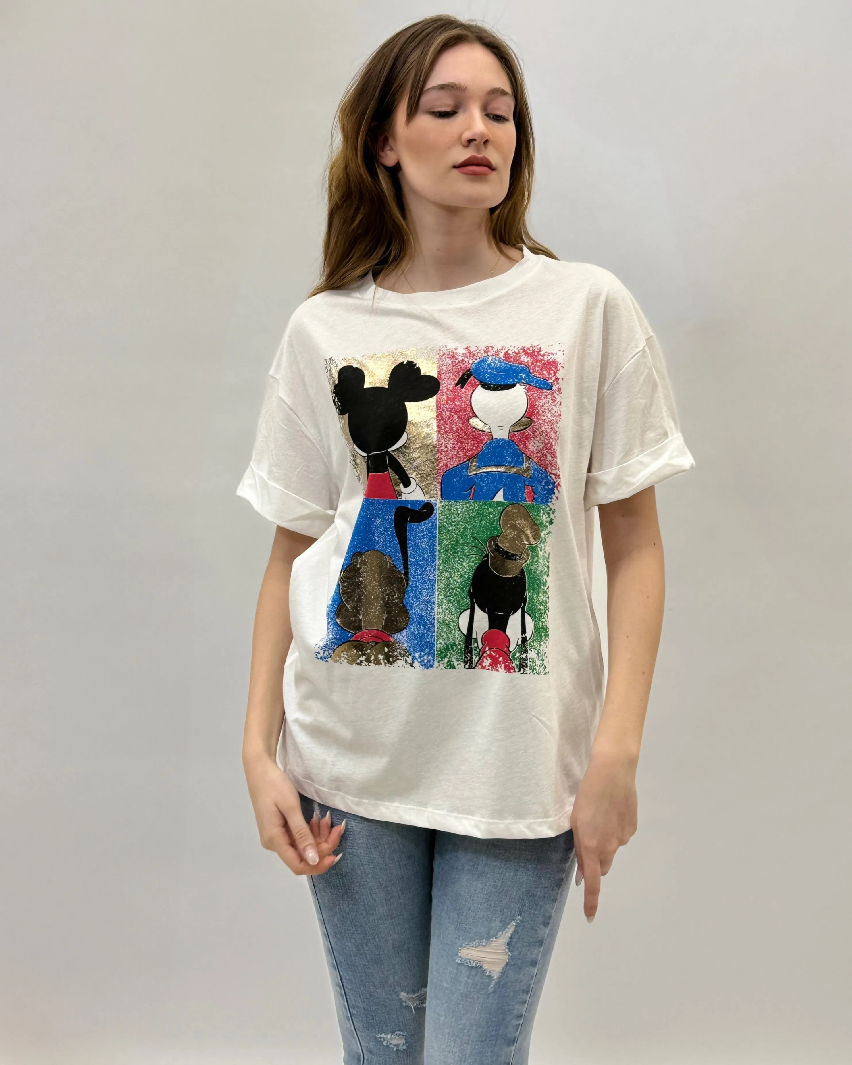 T-shirt in cotone con stampa disegni