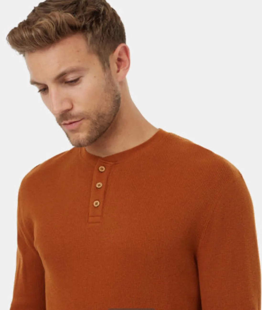 Tentree TreeWaffle Henley Longsleeve In Toffee