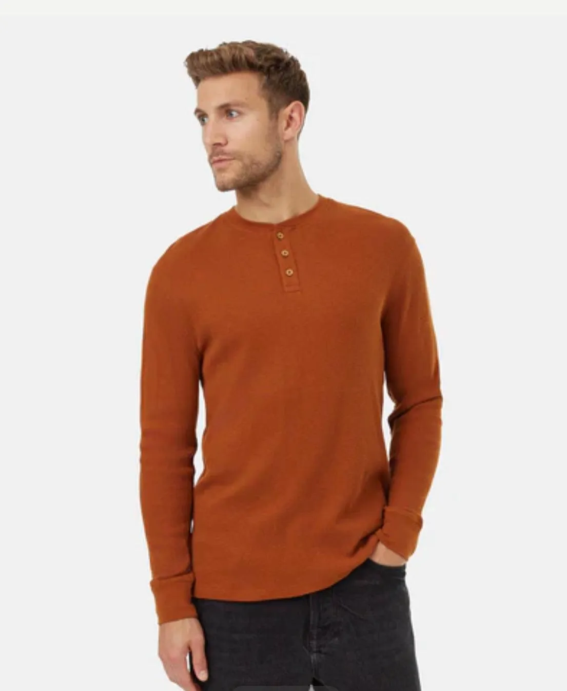 Tentree TreeWaffle Henley Longsleeve In Toffee