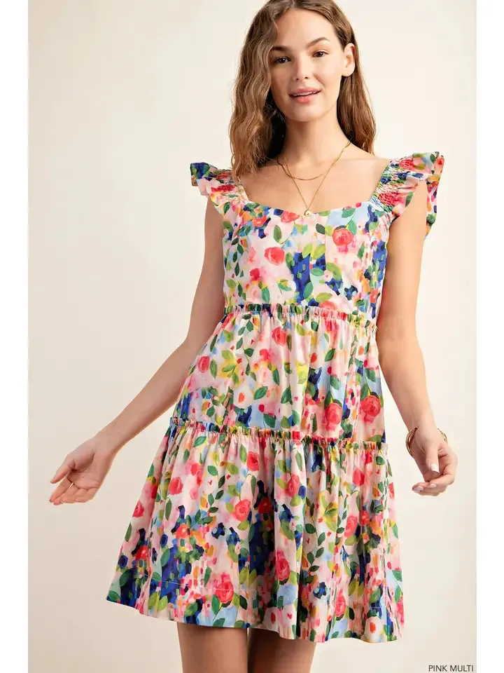 Tessa Square Neck Floral Mini Dress