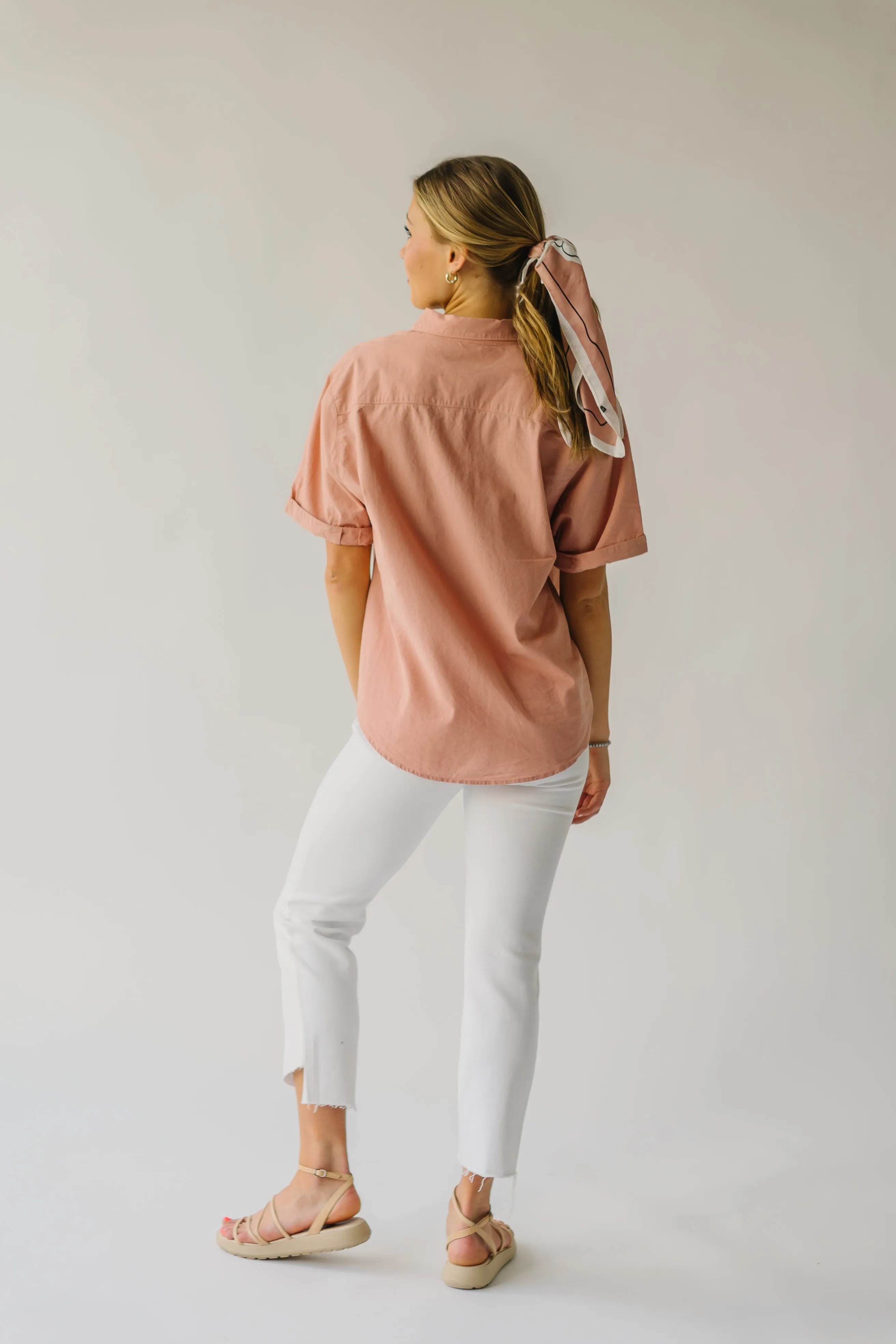 The Rosner Cuff Sleeved Button-Up Blouse in Ginger