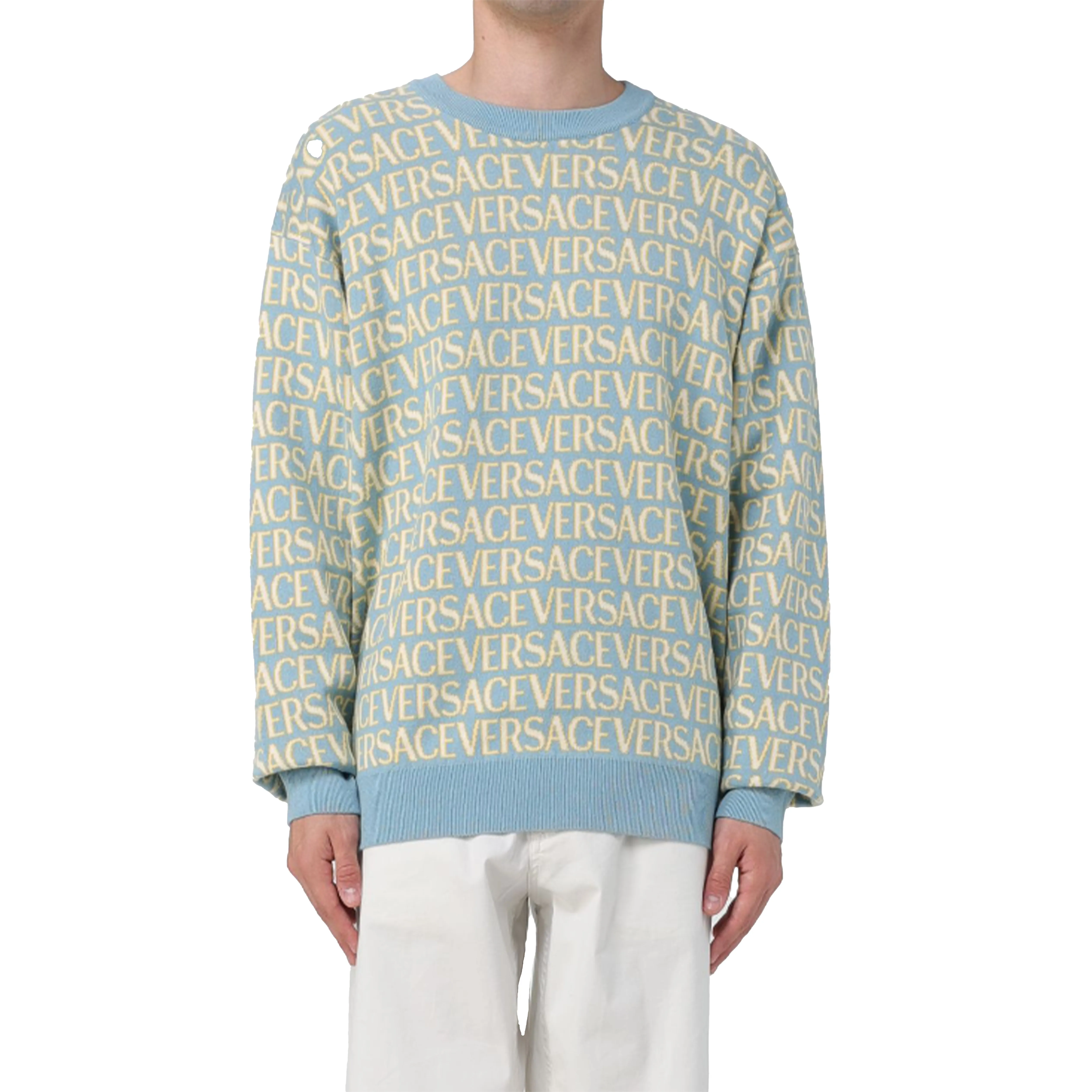 VERSACE  |Crew Neck Street Style Long Sleeves Cotton Logo Luxury