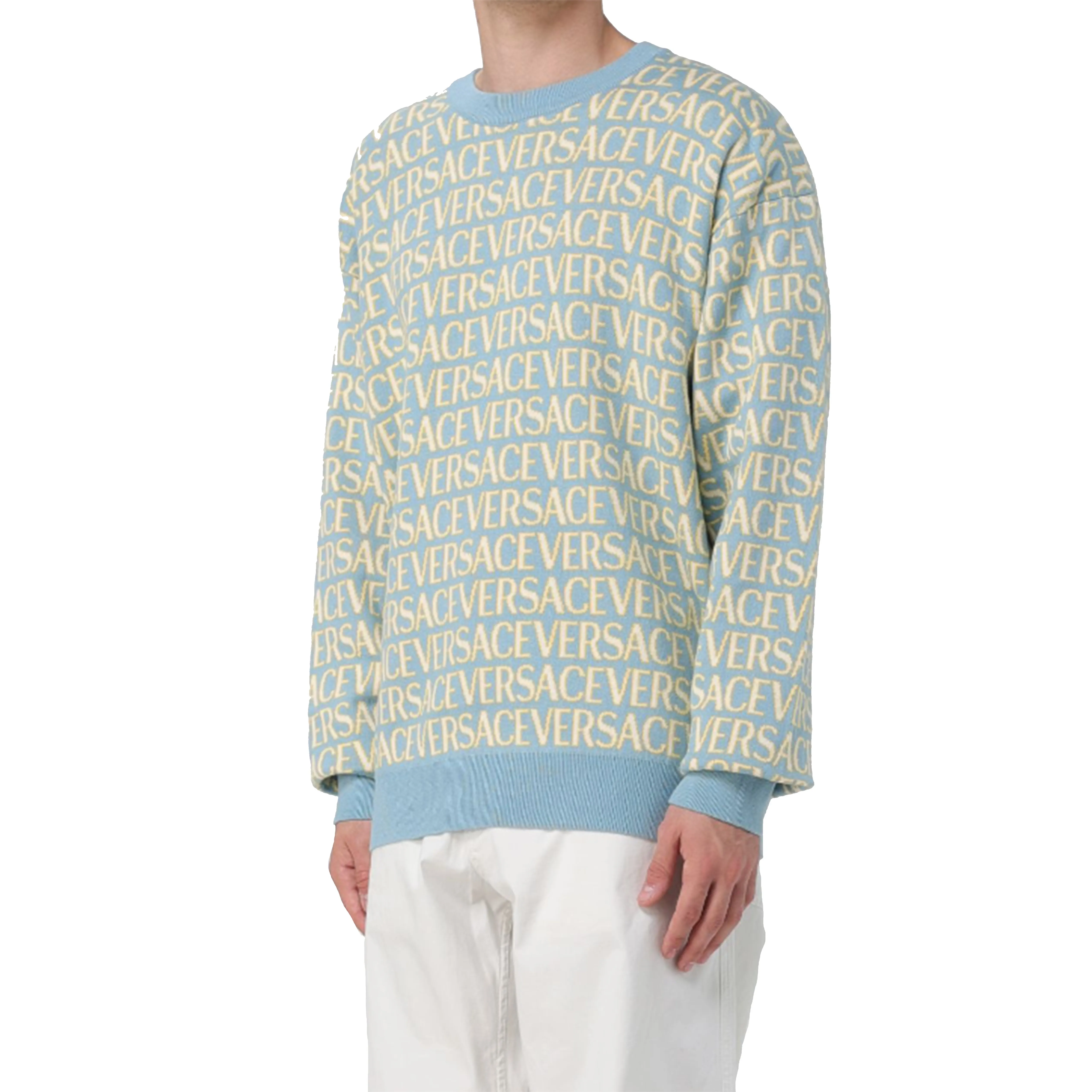 VERSACE  |Crew Neck Street Style Long Sleeves Cotton Logo Luxury