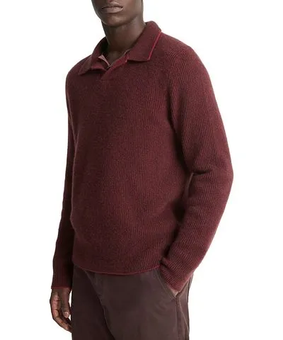 Vince Thermal Open Collar Polo Sweater