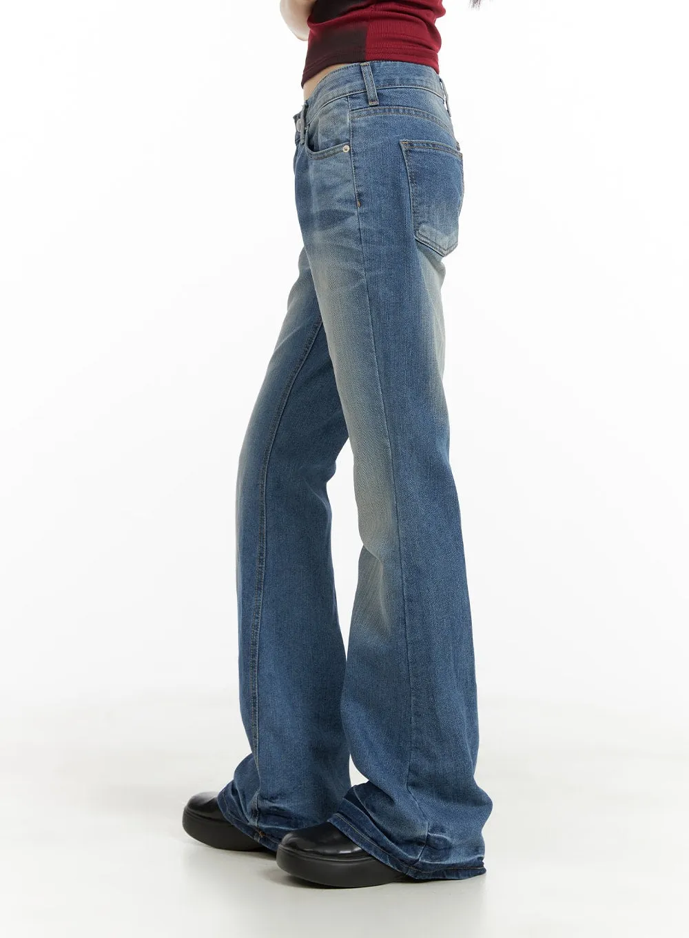 Washed Low Waist Bootcut Jeans CA412