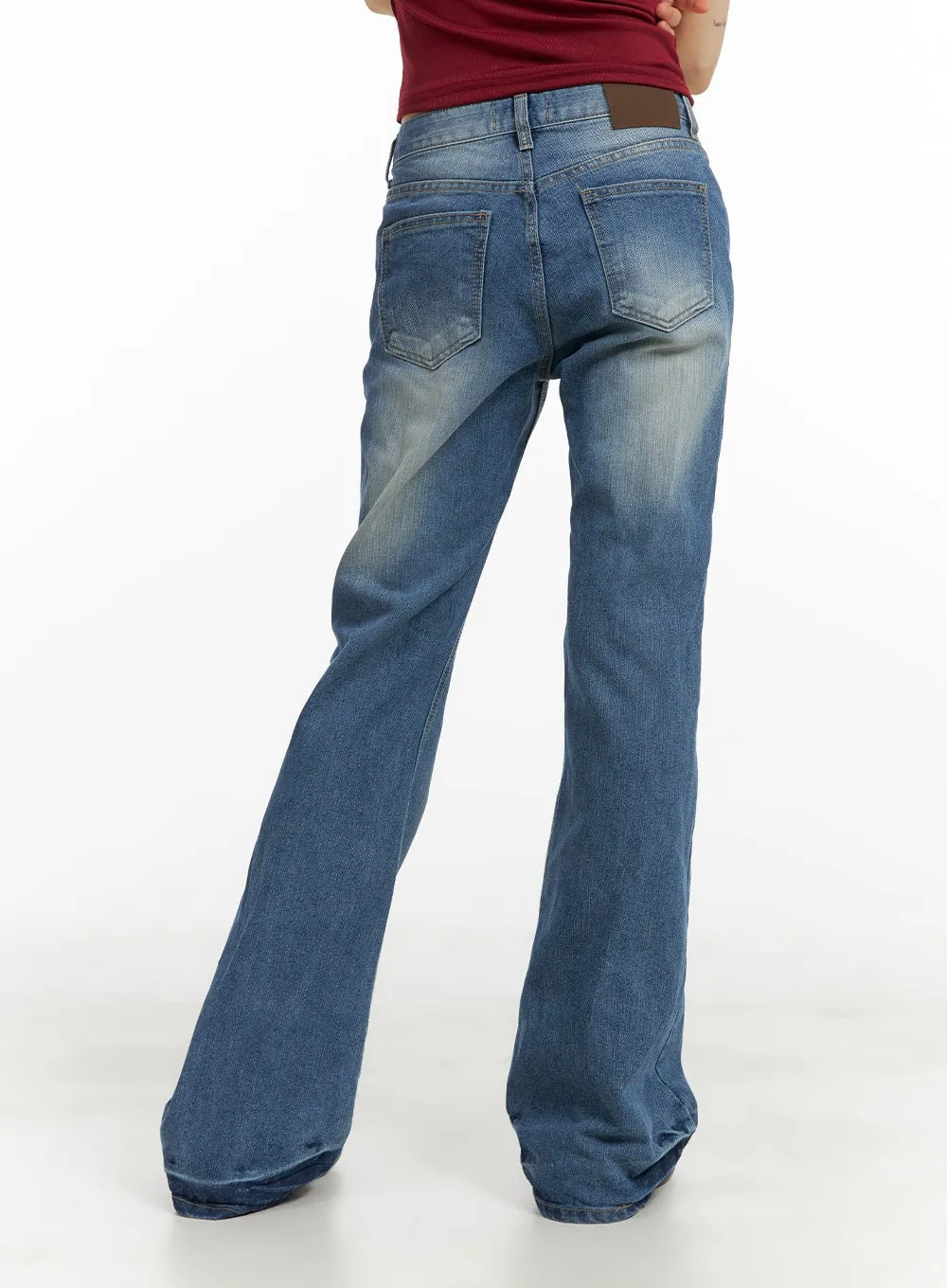 Washed Low Waist Bootcut Jeans CA412