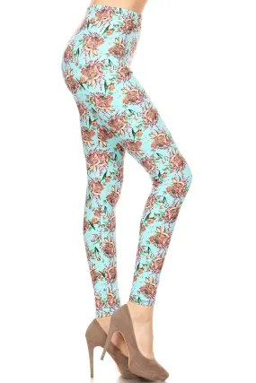 Women's Plus Easter Garden Rabbits Pattern Printed Leggings