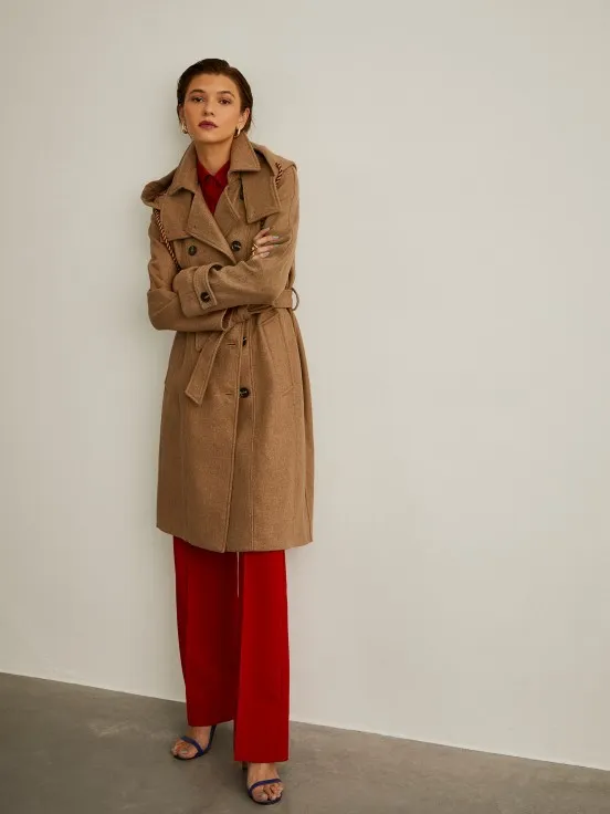 Wool coat with hood