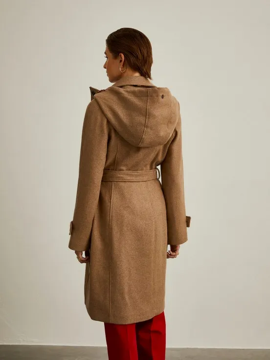 Wool coat with hood