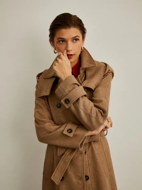 Wool coat with hood