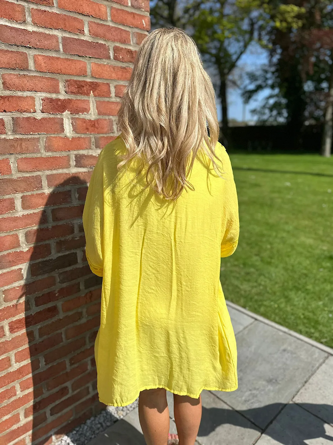 Yellow Detailed Lantern Sleeve Blouse Kirsty